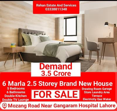 6Marla Brand New 2.5 Storey House For Sale At Mozang Road Lahore