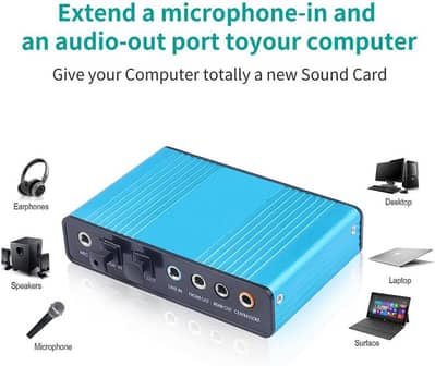 Sound Card External 7.1 Surround Sound Stereo Audio Adapter Volume