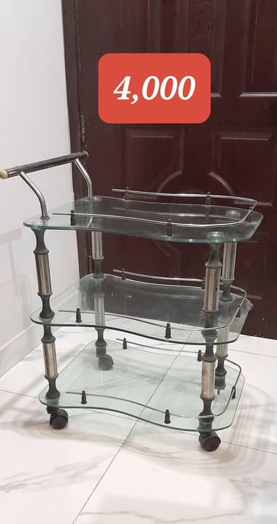 Glass tea trolley - coffee trolley - kitchen trolley