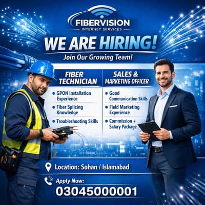 Fiber Technicians,Recovery Officers, Customer Services Representatives