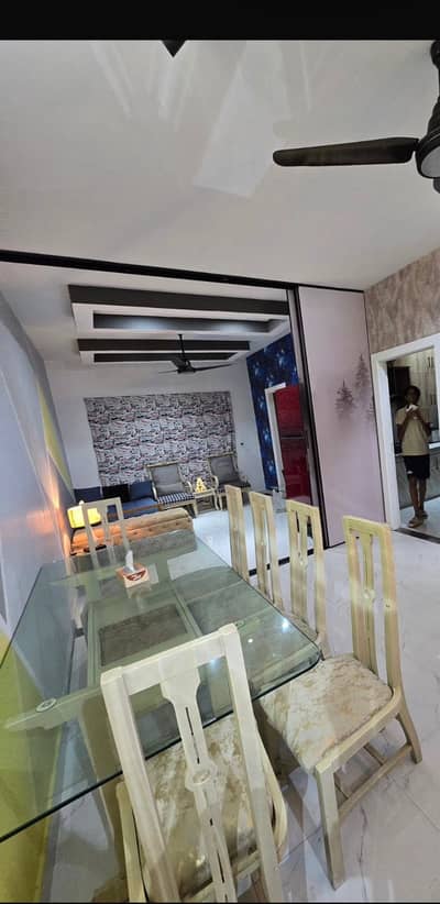 Wooden 6 chair plus wooden and mirror table