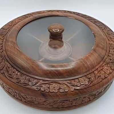 Dry fruit bowl 12 inch all handmade wooden order now