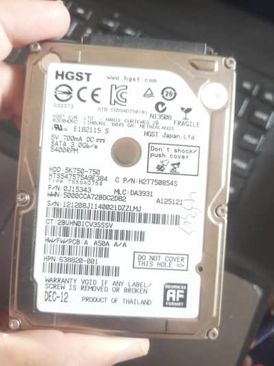 750GB HGST laptop HDD , 5400RPM)