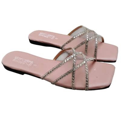pink stain Rhinestone flip flop