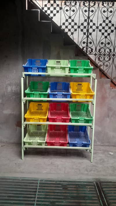 Premium Multipurpose Display Rack & Heavy-Duty Plastic Crates