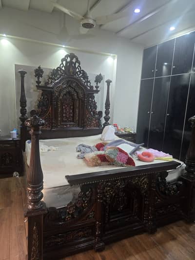 Chinyoti bed with side tables and dresser