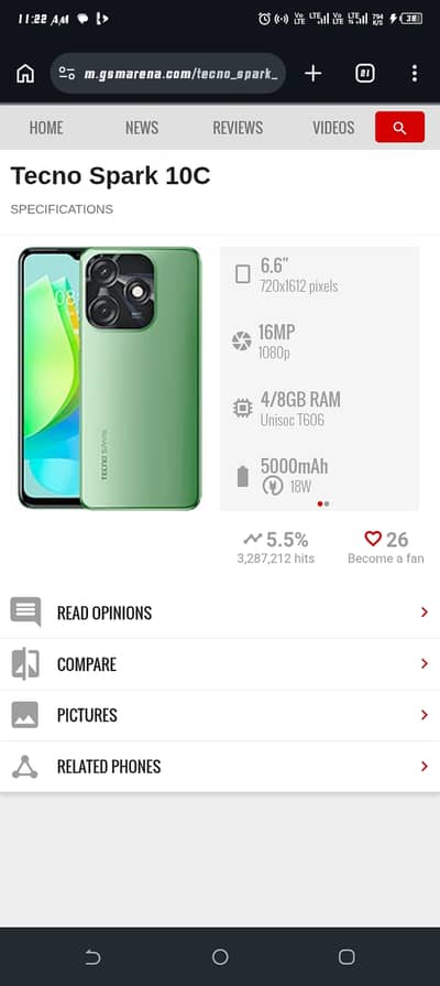 Tecno spark 10c 1gb ram 128 gb ROM 10 by 8.5 condition with box