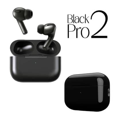 Black Pro 2 Wireless Earbuds with Charging Case
