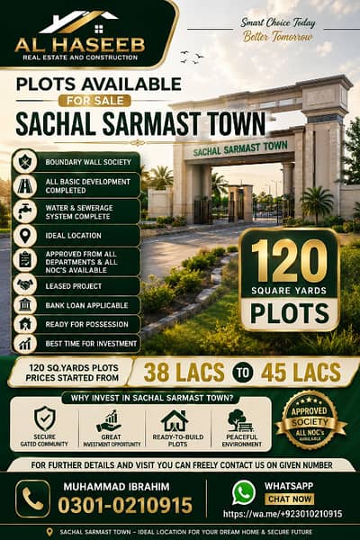 120 Sq. Yds Plot available for Sale
