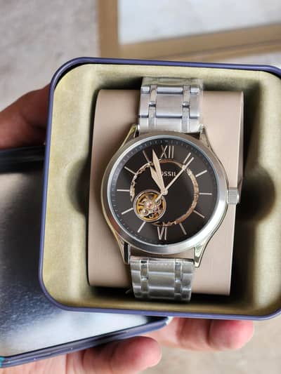 Automatic watch open heart design chain fossil