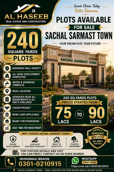 240 Sq. Yds Plots available for sale