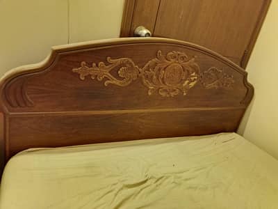 Pure Wooden Bed with 2 Side Tables (with Mattress)