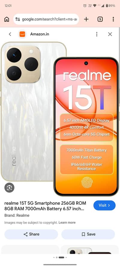 Realme 15t 5g Full box