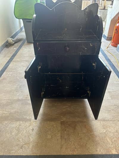 MDF Black Marble Baby Cot with Storage