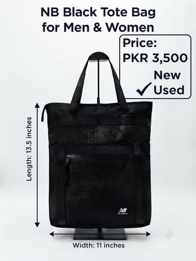 NB Black Core Utility Tote Bag – Versatile & Durable Design