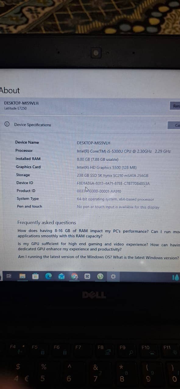 dell laptop latitude E7250 3