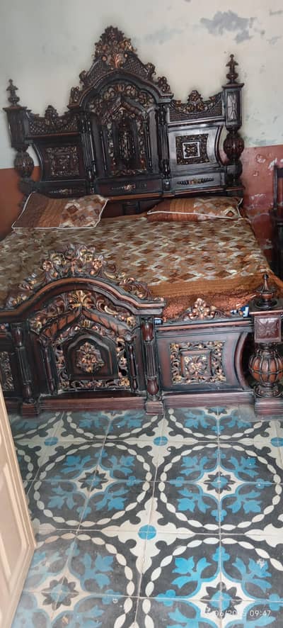 pure chinyoti wooden bed sett h king size, new e h use ni  huta bs