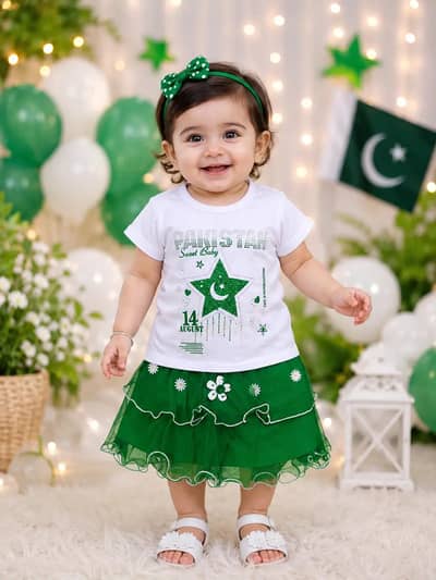 14 August 2 Pcs Girl's Fancy Embroidered Shirt And Skirt Set