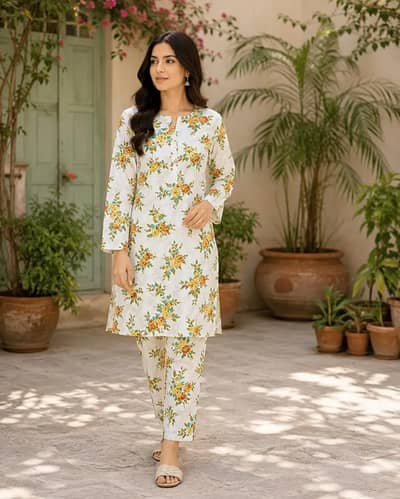 2 PCs women unstitched printed suit