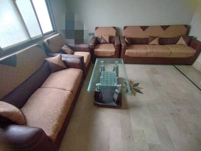 7 seater sofa set along with cousion and table free