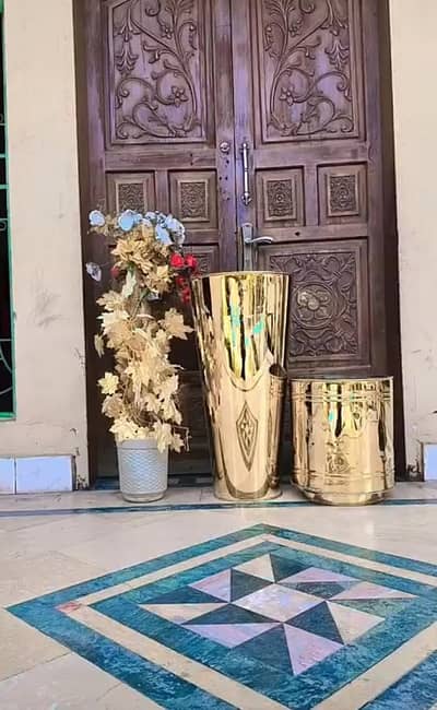 Antique vase and artificial flowers
