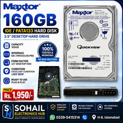Maxtor 160GB IDE/PATA Desktop Hard Disk Tested & Working