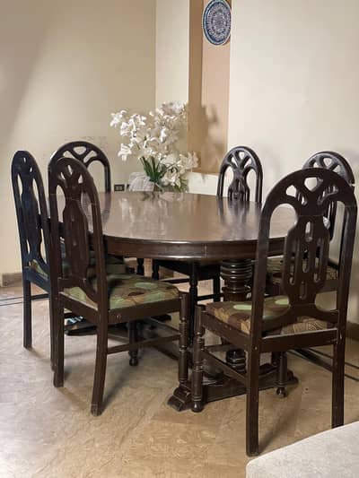 Pure Wood Dinning Table with 6 chairs