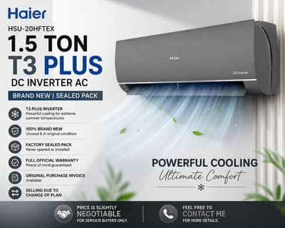 Brand New Haier HSU-20HFTEX 1.5 Ton T3 Plus DC Inverter AC