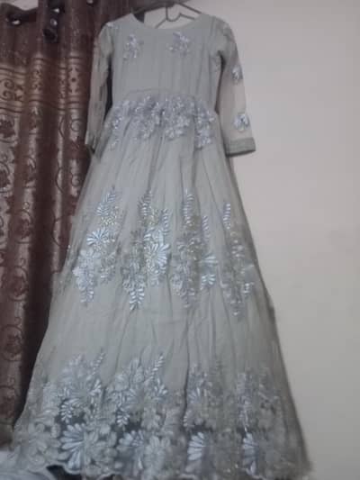 Brand New Grey Embroidered Maxi with Matching dupatta for sale