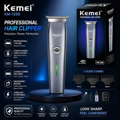 Kemei KM-1259 Professional Hair Clipper USB Rechargeable trimmer (man)