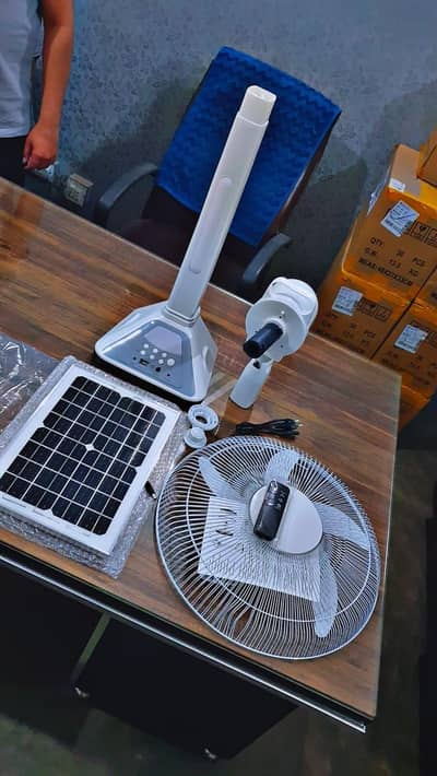 Rechargeable Pedistle Fan 16" - LED Light - USB Port - Brand New