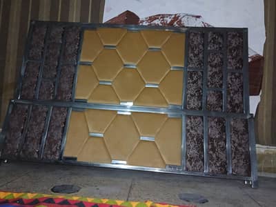 silver steel bed