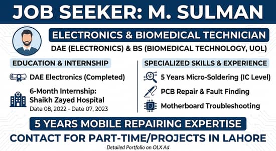 DAE Electronics Graduate / BS Biomedical Student Needs Part-Time Job