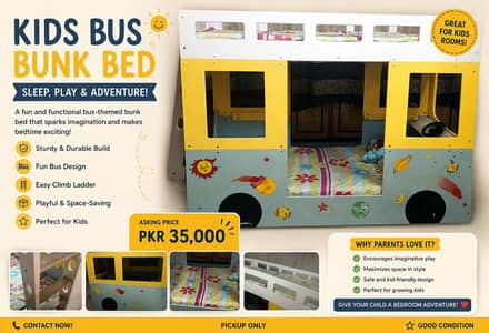 Kids Bus themed bunk bed
