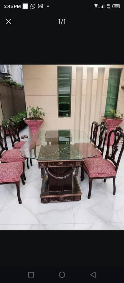 wooden chairs with new glass top chinyoti style