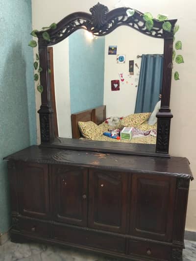 Luxury Wooden Dressing Table | Large Mirror | Bedroom Vanity Cabinet