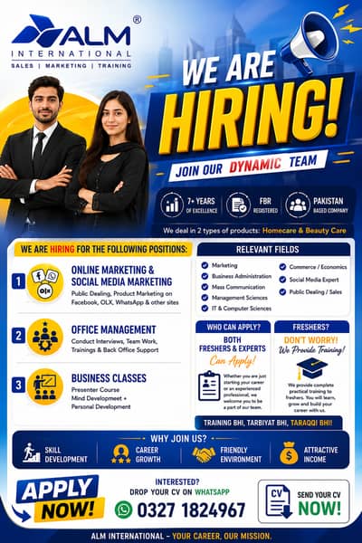 Urgent Hiring in Lahore | Online Marketing & Office Work | Part Time