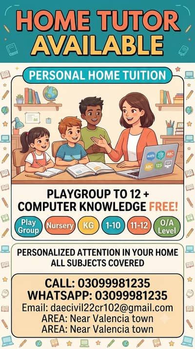 ​ HOME TUTOR AVAILABLE