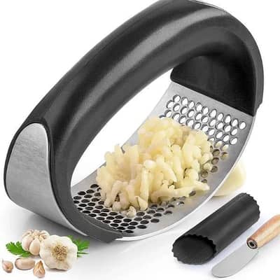 Stainless steel manual Garlic crusher black
