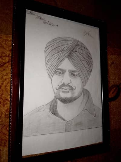 handmade pencil portrait Sidhu moose wala