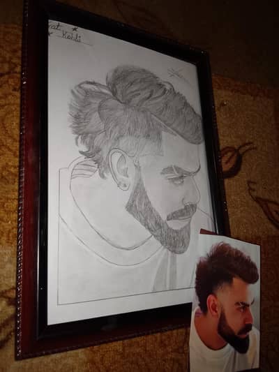 handmade pencil portrait virat Kohli