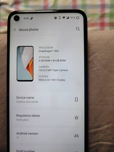 One Plus Nord N100 mobile phone gaming