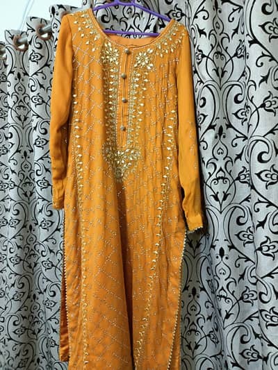 kamdani and goti bahawalpuri suit on chiffon 3 piece