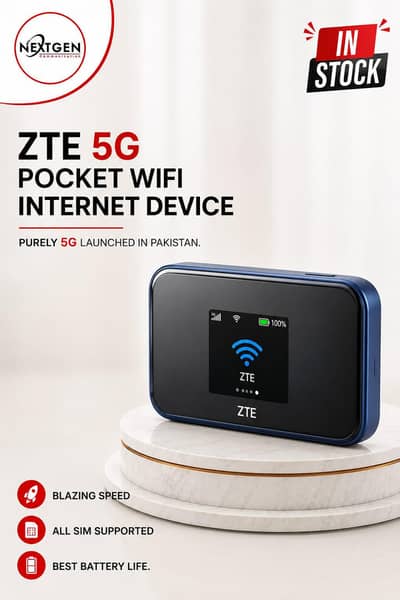 ZTE 5G Pocket WiFi Internet Device – All Network Supported PTA Approve