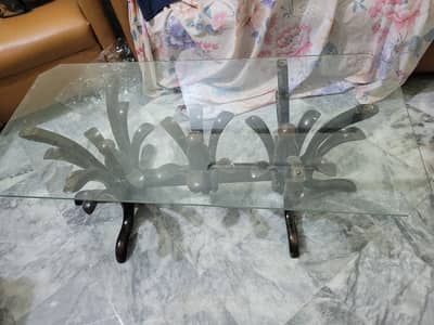 Solid wood central table with two side tables
