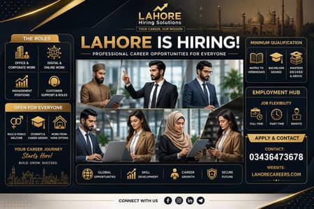 Office & Online Work Jobs Available- Male & Females (lahore)