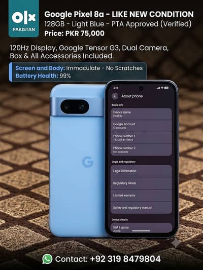 Google Pixel 8a (128GB) - Like New / PTA Approved
