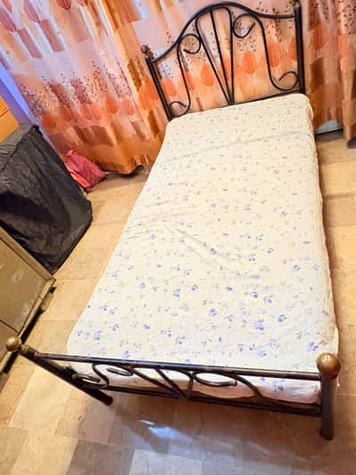 iron bed with mattress