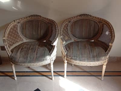Pair of used chinioti solid wooden chairs