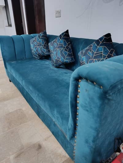 Luxury 6 Seater Sofa Set (3+2+1) | Velvet Fabric | New Like Condition